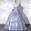Modest / Simple Fashion Sky Blue Prom Dresses 2022 Ball Gown Strapless Sleeveless Bow Backless Floor-Length / Long Prom Formal Dresses