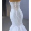Haut de Gamme Charmant Blanche Perlage Perle Paillettes Robe De Mariée 2023 Trompette / Sirène Bustier Sans Manches Dos Nu Train De Balayage Mariage