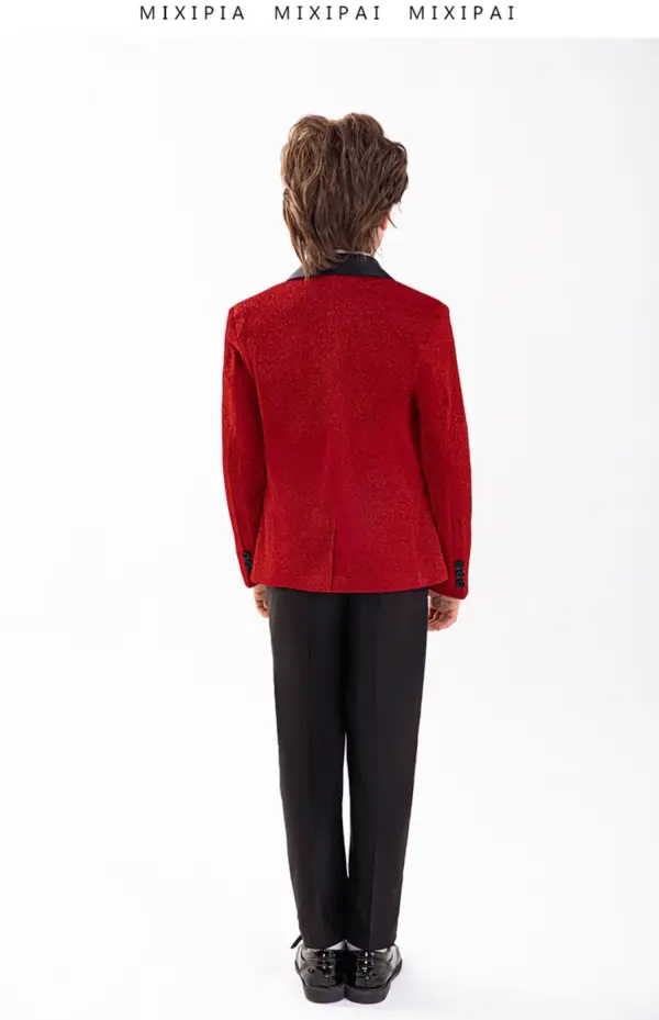 Black Long Sleeve Wedding Boys Wedding Suits 2025 Body Jewellery Coat Pants Shirt Tie Vest Boys Wedding Suits
