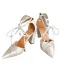 Élégant Ivoire Brodé Perle Promo Sandales Femme 2022 Bride Cheville 9 cm Talons Épais À Bout Pointu Talons Hauts