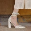 Élégant Ivoire Brodé Perle Promo Sandales Femme 2022 Bride Cheville 9 cm Talons Épais À Bout Pointu Talons Hauts