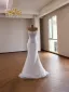 Luxus / Herrlich Weiß Handgefertigt Perlenstickerei Perle Strass Brautkleider / Hochzeitskleider 2026 Meerjungfrau Bandeau Ärmellos Rückenfreies Sweep / Pinsel Zug