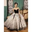 Vintage / Retro Black Printing Prom Dresses 2022 Ball Gown Strapless Sleeveless Backless Bow Sash Floor-Length / Long Formal Dresses