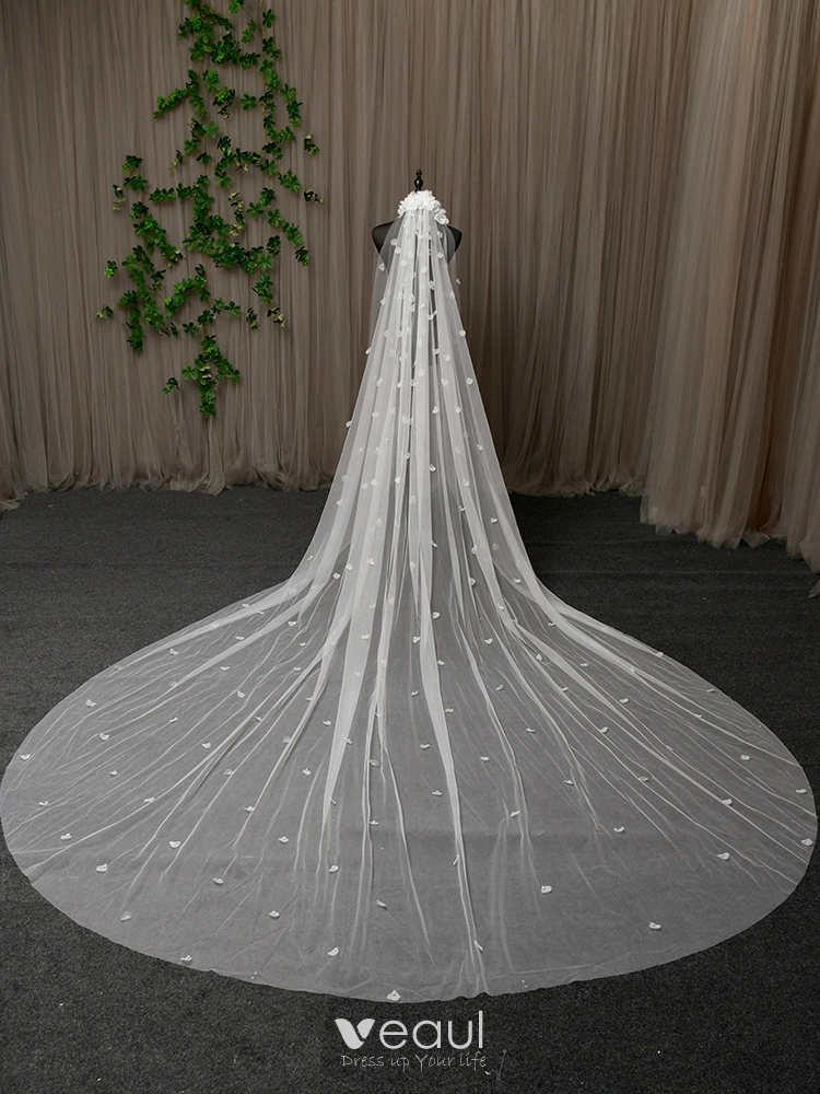 Cathedral Veil 5 Meters Pearls, 5 Meter Long Bridal Veils