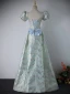Fashion Mint Green Prom Dresses 2024 A-Line / Princess V-Neck Puffy Short Sleeve Backless Bow Floor-Length / Long Prom Formal Dresses