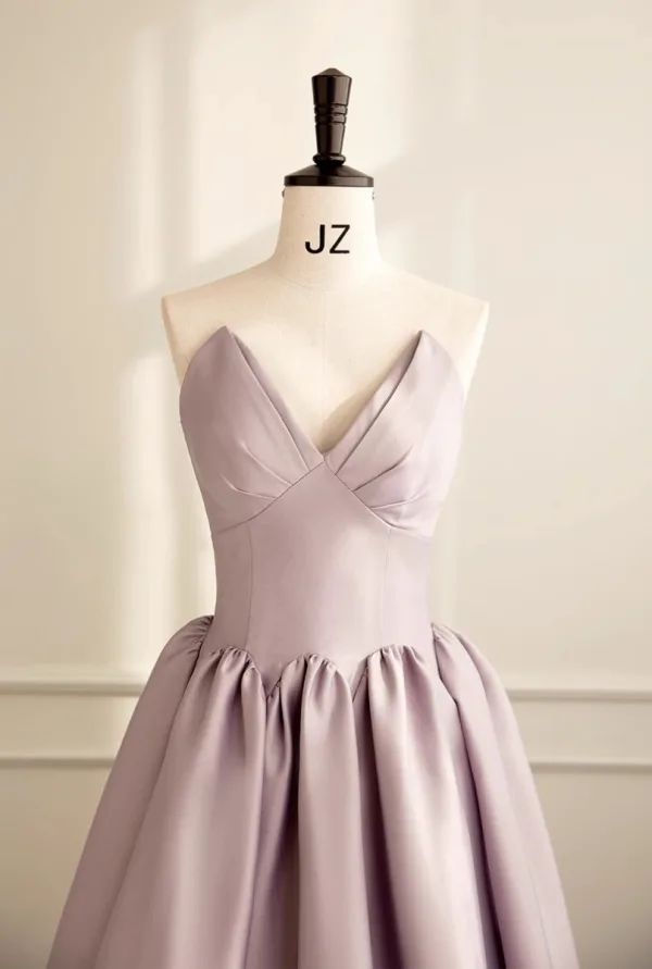Modest / Simple Blushing Pink Prom Dresses 2023 A-Line / Princess Strapless Sleeveless Backless Floor-Length / Long Prom Formal Dresses