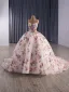 High-end Flower Fairy Fuchsia Handmade  Sequins Lace Flower Floral Prom Dresses 2025 Ball Gown Strapless Sleeveless Backless Court Train