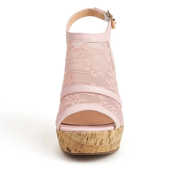 Roman Yellow Street Wear Summer Lace Womens Sandals 2022 Waterproof 10 cm Wedges Open / Peep Toe Sandals High Heels