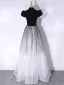 Chinese style Black Pearl Floor-Length / Long Formal Dresses 2024 A-Line / Princess High Neck Cap Sleeves Prom Prom Dresses