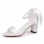 Charmant Weiß Perle Knöchelriemen Schleife Brautschuhe 2026 Satin 7 cm Stilettos Peeptoes Hochzeit Sandaletten Hochhackige
