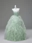 Onírico Verde Salvia Perla Lentejuelas Con Encaje Flor Volantes En Cascada Vestidos de gala 2026 Ball Gown Sin Tirantes Sin Mangas Sin Espalda