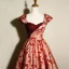 Elegant Burgundy Printing Sequins Prom Dresses 2023 Ball Gown Off-The-Shoulder Short Sleeve Backless Floor-Length / Long Formal Dresses