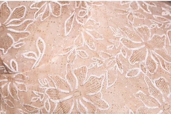 Charming Champagne Sequins Prom Dresses 2024 Ball Gown Off-The-Shoulder Short Sleeve Backless Floor-Length / Long Prom Formal Dresses