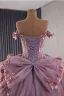 Luxury / Gorgeous Flower Fairy Purple Handmade  Beading Pearl Sequins Lace Flower Appliques Prom Dresses 2025 Ball Gown Off-The-Shoulder Sleeveless