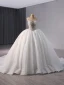 Luxury / Gorgeous White Handmade  Beading Rhinestone Sequins Wedding Dresses 2024 Ball Gown Scoop Neck Sleeveless Backless Chapel Train Wedding