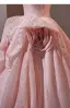 Fashion Blushing Pink Flower Prom Dresses 2024 Ball Gown Strapless Sleeveless Backless Sweep Train Prom Formal Dresses