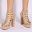 Inhabituel Beige Cocktail Sandales Femme 2022 Bride Cheville 12 cm Talons Épais Peep Toes / Bout Ouvert Sandales Talons Hauts