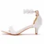 Sexy Blanche Perle Bride Cheville En Dentelle Fleur Chaussure De Mariée 2022 5 cm Talons Aiguilles Peep Toes / Bout Ouvert Mariage Sandales Talons Hauts