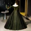 Elegant Dark Green Rhinestone Lace Flower Velvet Prom Dresses 2023 A-Line / Princess Off-The-Shoulder Sleeveless Backless Floor-Length / Long Prom Formal Dresses