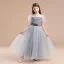 Sparkly Grey Star Sequins Prom Flower Girl Dresses 2022 A-Line / Princess Scoop Neck Short Sleeve Sash Bow Floor-Length / Long Flower Girl Dresses