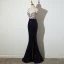 Sexy Argenté Bleu Marine Paillettes Robe De Soirée 2022 Trompette / Sirène Bretelles Spaghetti Sans Manches Dos Nu Fendue devant Longue Robe De Ceremonie