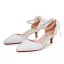 Élégant Blanche Perle Bride Cheville Noeud Chaussure De Mariée 2024 5 cm Talons Aiguilles À Bout Pointu Mariage Talons Hauts