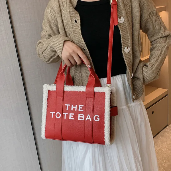 Fashion Letter Graphic Women Tote Bag Women's Bags Brown Shoulder Bags Woolen PU Dating Handbag 2023