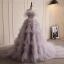 Charmant Lavendel Fallende Rüsche Abendkleider 2023 Ballkleid Bandeau Ärmellos Rückenfreies Sweep / Pinsel Zug Abend Festliche Kleider