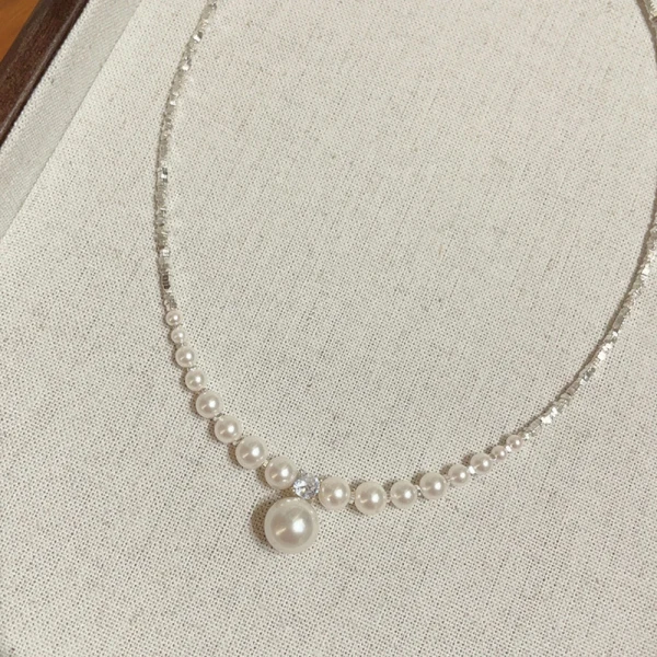 Elegant Sølv Perle Rhinestone Ball Sterling Sølv Halskjeder Tilbehør 2023