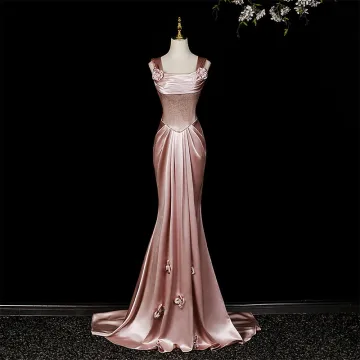 Sexy Blozen Roze Avondjurken 2026 Trompet Zeemeermin Strapless Mouwloos Ruglooze Sweep Trein Gelegenheid Jurken