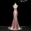 Sexy Rougissant Rose Robe De Soirée 2026 Trompette / Sirène Bustier Sans Manches Dos Nu Train De Balayage Robe De Ceremonie