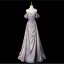Scintillantes Sexy Violet Perlage Paillettes Robe De Bal 2025 Trompette / Sirène De l'épaule Manches Courtes Dos Nu Noeud Longue Promo Robe De Ceremonie