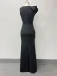 Sexy Black Trumpet / Mermaid Prom Dresses 2024 Square Neckline Sleeveless Floor-Length / Long Prom Formal Dresses