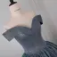 Chic / Belle Bleu Marine Glitter Robe De Bal 2026 Robe Boule De l'épaule Manches Courtes Dos Nu Longue Robe De Ceremonie
