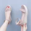 Schöne Beige Strand Sandalen Damen 2024 Knöchelriemen Hochhackige 6 cm Keilabsatz Peeptoes Sandaletten