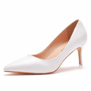 Eenvoudige Witte 7 Cm Naaldhakken Stiletto Spitse Neus Gala Pumps Hoge Hakken 2024
