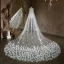 High-end White Handmade  Appliques Wedding Veils 2024