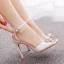 Elegant White Pearl Wedding Shoes 2023 Ankle Strap 10 cm Stiletto Heels Open / Peep Toe Wedding Sandals High Heels