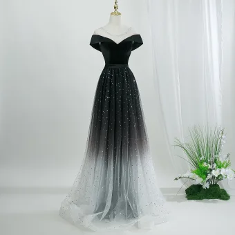 Bling Bling Black Star Sequins Prom Dresses 2026 A Line Princess Scoop Neck Short Sleeve Backless