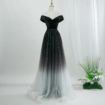 Bling Bling Black Star Sequins Prom Dresses 2026 A Line Princess Scoop Neck Short Sleeve Backless