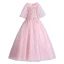 Chic / Beautiful Candy Pink Beading Sequins Prom Flower Girl Dresses 2022 Ball Gown Scoop Neck Puffy Short Sleeve Floor-Length / Long Flower Girl Dresses