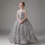 Sparkly Silver Beading Sequins Birthday Flower Girl Dresses 2024 Ball Gown Scoop Neck Sleeveless Backless Floor-Length / Long