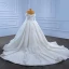 Luxury / Gorgeous White Beading Sequins Wedding Dresses 2022 Ball Gown Off-The-Shoulder Long Sleeve Backless Royal Train Wedding