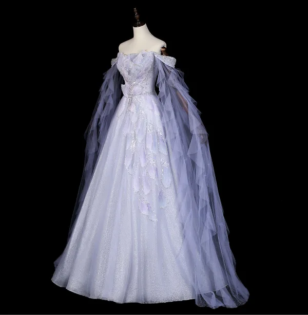 Luxe Lavande Fait main Perlage Faux Diamant Paillettes Robe De Bal 2026 Princesse De l'épaule Sans Manches Dos Nu Longue Tulle Robe De Ceremonie
