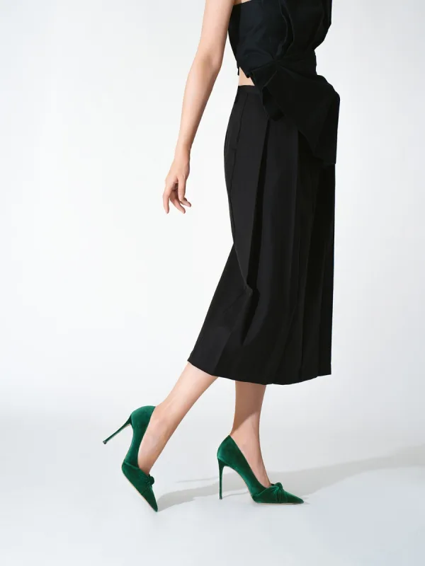 Vintage / Retro Dark Green Prom Bow Pumps 2024 Leather 10 cm Stiletto Heels Pointed Toe Pumps High Heels
