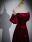 Chic / Beautiful Burgundy Velour Prom Dresses 2023 Ball Gown Strapless Sleeveless Backless Floor-Length / Long Prom Formal Dresses