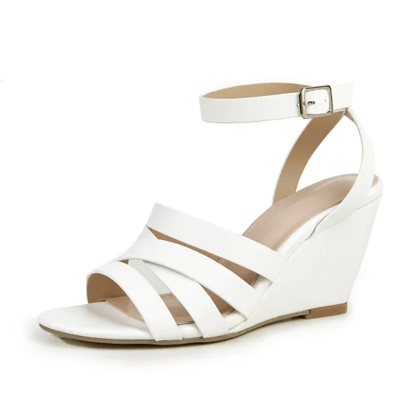 Chic / Beautiful Blushing Pink Street Wear Womens Sandals 2022 Ankle Strap 8 cm Wedges Open / Peep Toe Sandals