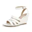 Chic / Beautiful Blushing Pink Street Wear Womens Sandals 2022 Ankle Strap 8 cm Wedges Open / Peep Toe Sandals