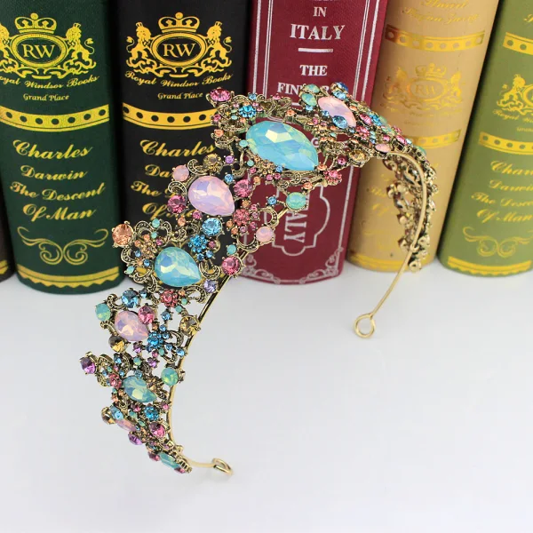 Vintage Multi-Kolory Rhinestone Stop Tiara Ozdoby Do Włosów Ślubne 2023 Ślub