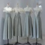 Modest / Simple Grey Bow Bridesmaid Dresses 2023 A-Line / Princess Off-The-Shoulder Short Sleeve Backless Pearl Sash Floor-Length / Long Prom Bridesmaid Dresses